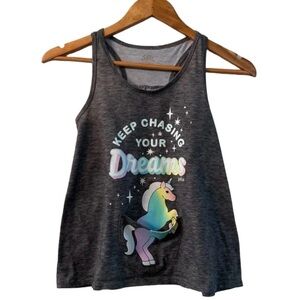 Justice Girls Keep Chasing Your Dream Unicorn Gray Tank Top size 10